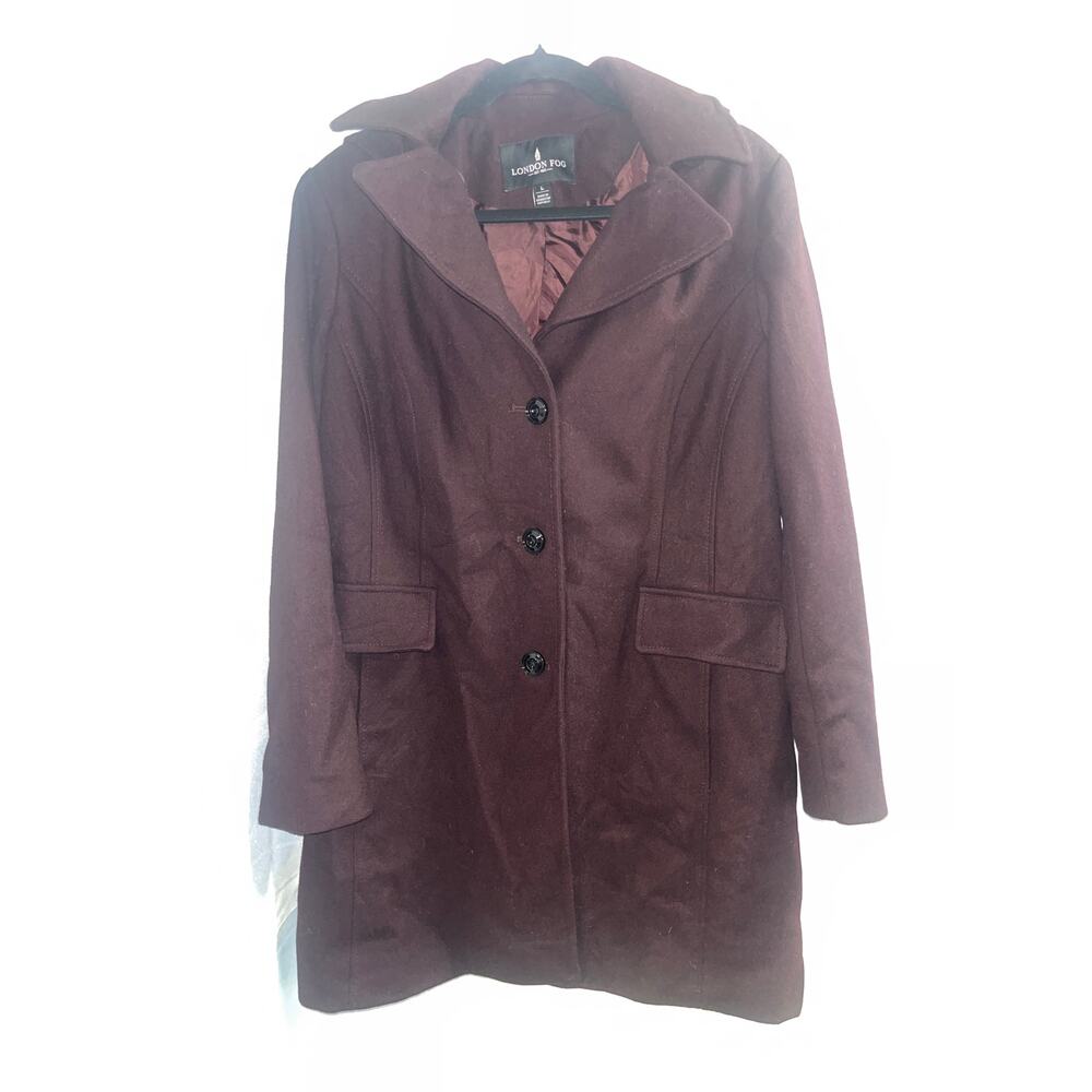 London Fog plum womans wool blend dress coat‎ 3/4 length